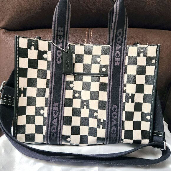 Coach Smith Tote with Checkerboard Print - Off-white & Black - EUC - Picture 1 of 13
